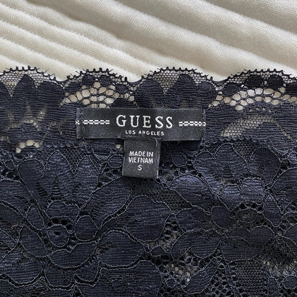 GUESS Lace Off the Shoulder Top, Black, Small - Picture 3 of 3